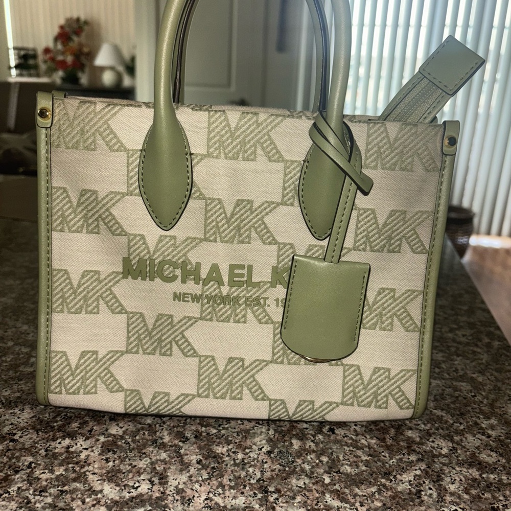 Michael Kors Olive and Cream Satchel